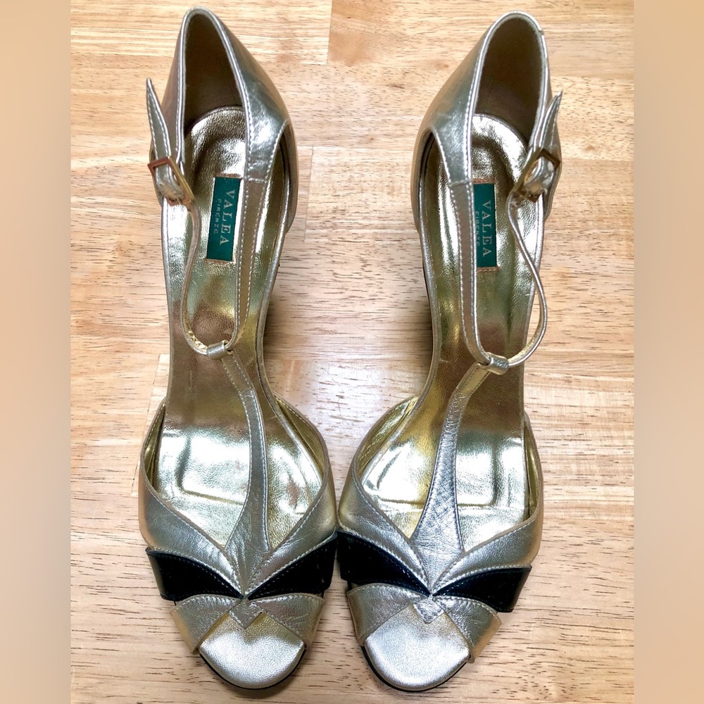 Valea Firenze Gold & Black Heels. Size 38